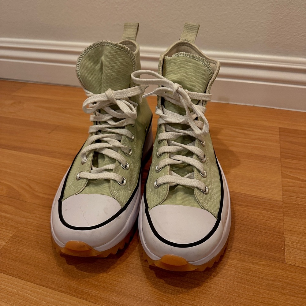 Sage green run star hike converse high tops